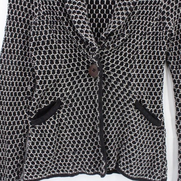 Charlie & Robin Cardigan Sweater Womens Black & White Knit One Button Front XS - Picture 4 of 11